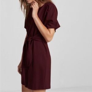 Express Short Sleeve Tie Front Dress in Plum Size S